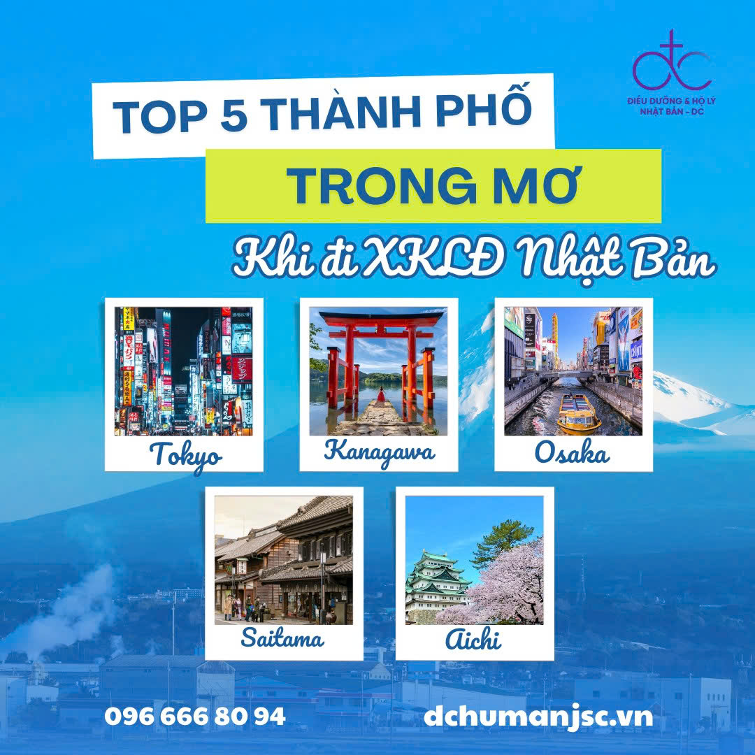 Top 5 thành phố “vàng” khi đi xuất khẩu lao động Nhật Bản 2025: lương cao, khí hậu đẹp, dễ làm thêm