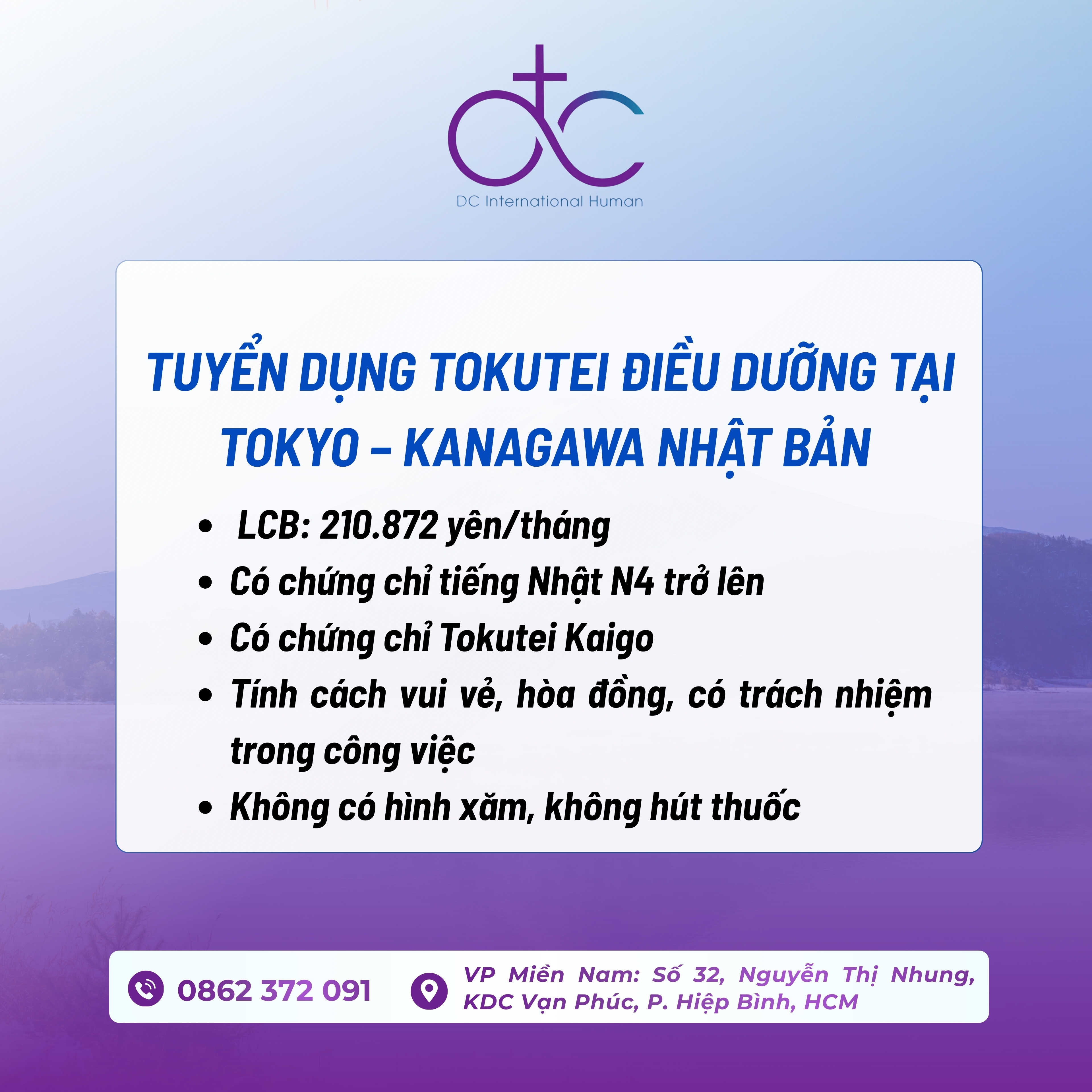 TUYỂN DỤNG Tokutei Điều Dưỡng tại Tokyo – Kanagawa Nhật Bản 