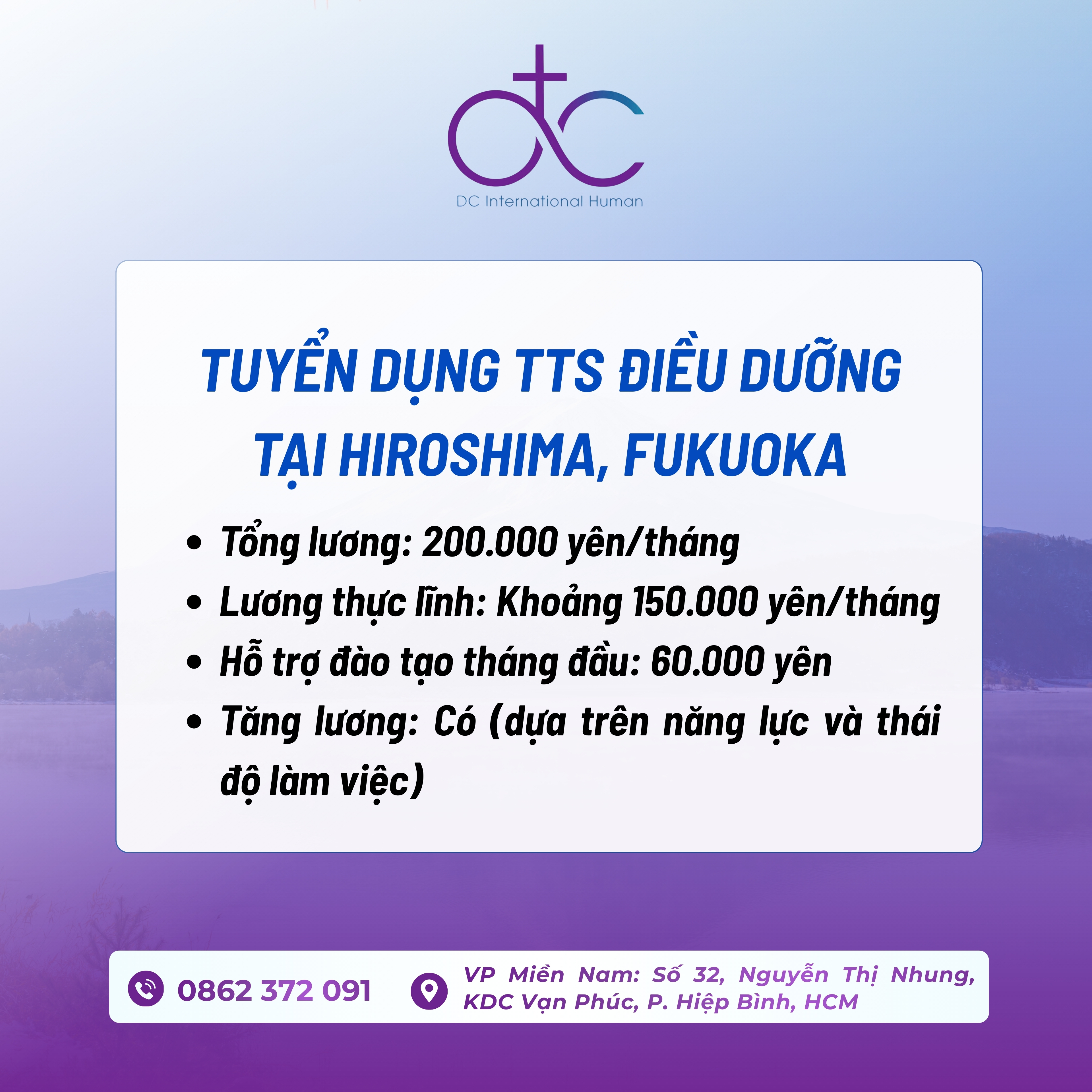 Tuyển dụng TTS ĐIều Dưỡng - Hiroshima & Fukuoka Nhật Bản