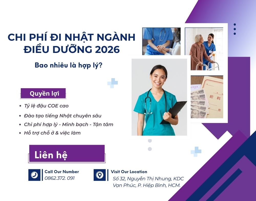 Chi phí đi Nhật ngành điều dưỡng 2026: Bao nhiêu là hợp lý?