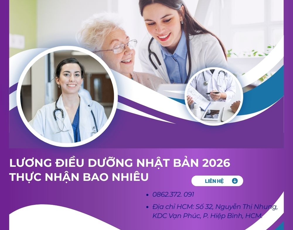 Lương điều dưỡng Nhật Bản 2026: Thực nhận bao nhiêu.